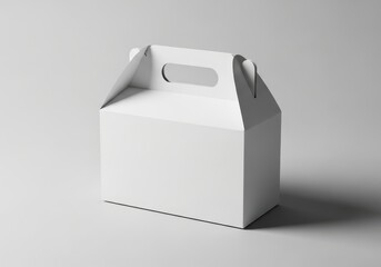 White cardboard cake box with handle isolated on white background