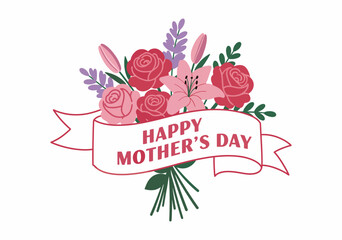 Happy Mother and Daughter Embracing with Flowers