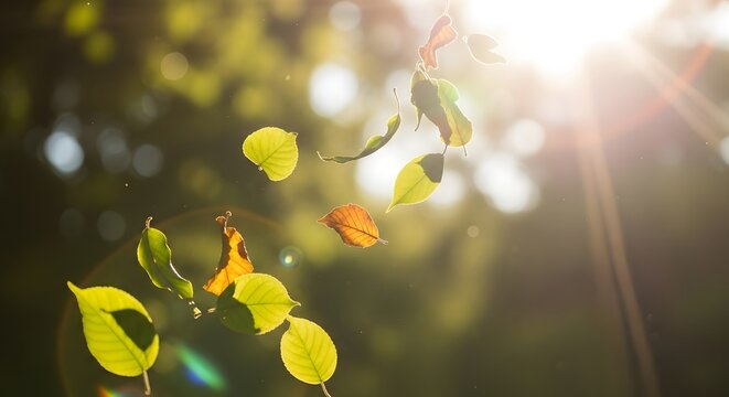Sunlit Green Leaves Bokeh Sunlight Filtering Through Foliage Nature Background