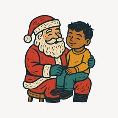 Naklejka premium Santa with child illustration festive