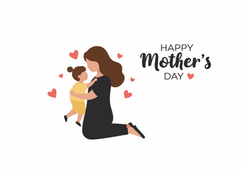 Happy Mother and Daughter Embracing with Flowers