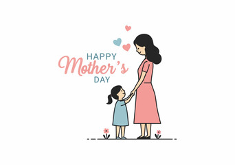 Happy Mother and Daughter Embracing with Flowers