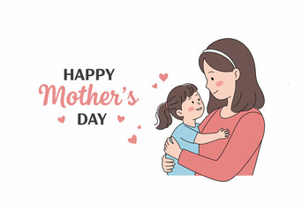 Happy Mother and Daughter Embracing with Flowers