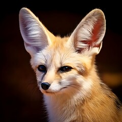Fototapeta premium Portrait of a small desert fox with large ears and light fur