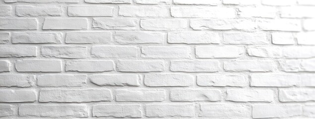 Obraz premium Close-up view of a clean white painted brick wall with textured surface and varying brick shapes