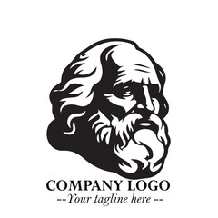 Classic Old Man Logo Symbol in Black on White Background with Vintage and Minimalist Design