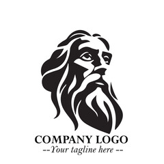 Classic Old Man Logo Symbol in Black on White Background with Vintage and Minimalist Design