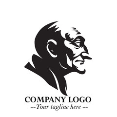 Classic Old Man Logo Symbol in Black on White Background with Vintage and Minimalist Design