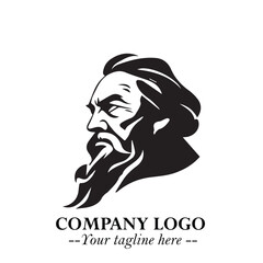 Classic Old Man Logo Symbol in Black on White Background with Vintage and Minimalist Design