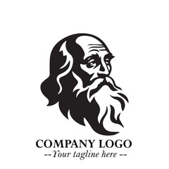 Classic Old Man Logo Symbol in Black on White Background with Vintage and Minimalist Design