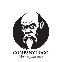 Classic Old Man Logo Symbol in Black on White Background with Vintage and Minimalist Design