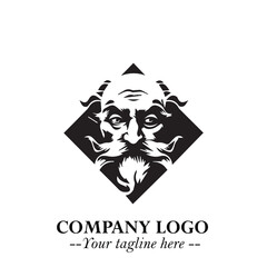 Classic Old Man Logo Symbol in Black on White Background with Vintage and Minimalist Design