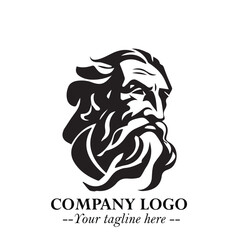 Classic Old Man Logo Symbol in Black on White Background with Vintage and Minimalist Design