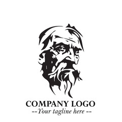Classic Old Man Logo Symbol in Black on White Background with Vintage and Minimalist Design