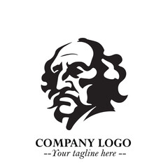 Classic Old Man Logo Symbol in Black on White Background with Vintage and Minimalist Design