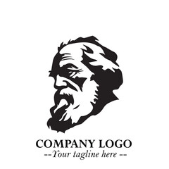 Classic Old Man Logo Symbol in Black on White Background with Vintage and Minimalist Design