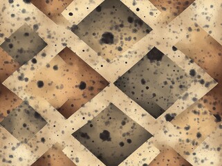 close-up view of a wooden lattice with mold and mildew spots showing decay and moisture damage