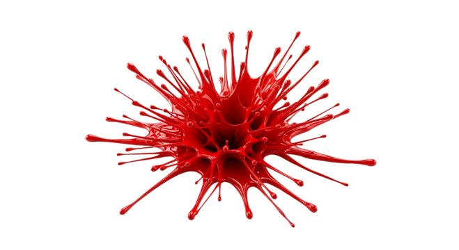 Red liquid splash explosion isolated on transparent background - Powered by Adobe