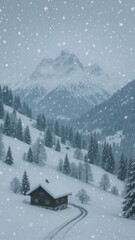 Fototapeta premium Serene snowy mountain landscape mobile wallpaper