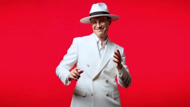 Dressed in style and shining with self-assurance, the man admires his reflection, lost in fashion and self-image &ndash; generative AI