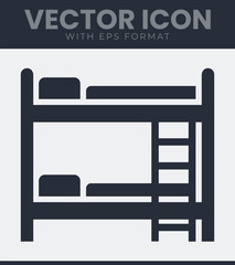 Simple bunk bed icon for bedroom and kids