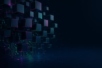 Modern cube network with glowing lights for dynamic tech presentations and innovative designs