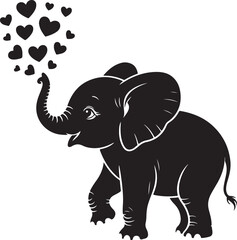 Obraz premium Elephant silhouette vector set, walking pose, wildlife graphic, safari animal clipart, black and white, nature icon, isolated illustration