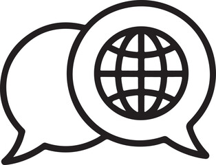 Global communication concept represented by speech bubbles and world globe icon © Emran Hossain