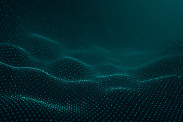 Dynamic teal data wave flowing smoothly for modern technology and science presentations