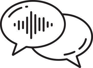 Speech bubble icons representing audio waveform and conversation communication