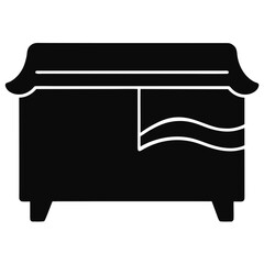 Simple black silhouette of a bedside table