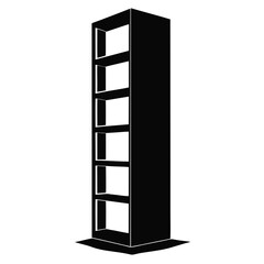 Tall black silhouette of a multi shelf bookcase