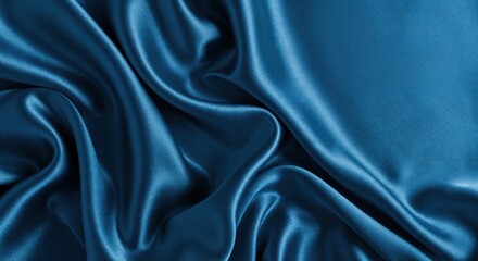 Obraz premium Luxurious Blue Silk: The intricate folds of shimmering blue silk create a mesmerizing display of texture, embodying elegance and opulence. 