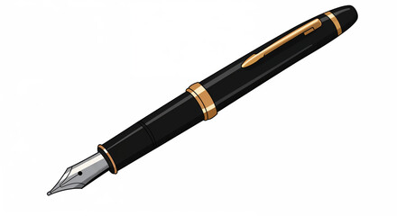 Naklejka premium Elegant Ink: The timeless allure of a sophisticated fountain pen, embodying the elegance of refined writing and creativity.