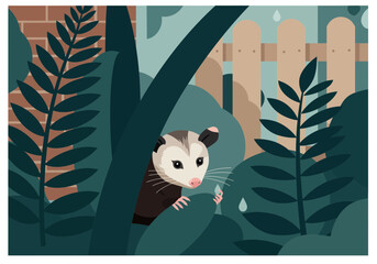 Opossum in the Garden: A Whimsical Wildlife Encounter.