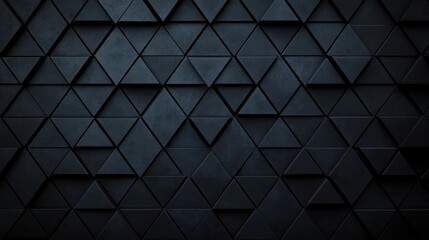 dark geometric pattern composed of overlapping three-dimensional triangles creating a textured abstract surface