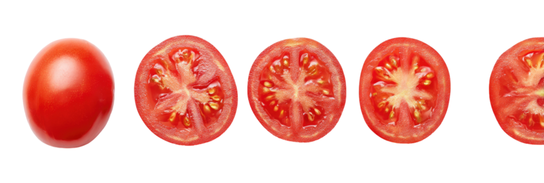 Whole and sliced tomatoes