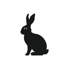 Black Rabbit Silhouette – Cute Bunny Design Symbolizing Nature, Easter, and Wildlife