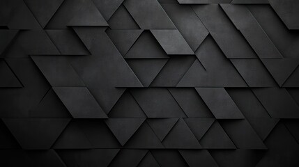 Dark geometric abstract background with overlapping layered triangles and parallelograms creating a textured modern pattern