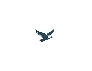 Obraz premium A stylized dark teal bird of prey in flight, on a white background