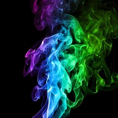 Fototapeta premium Abstract design of vibrant, swirling smoke in multiple colors, against black