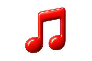 Red musical note icon rendering with glossy plastic texture displaying global sound and melody concept