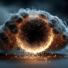 Birth of Time — Cosmic Hands Creating a Glowing Orb of Energy