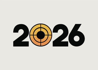 Eye Catching 2026 Graphic with Target Symbol for Future Planning and Business Goals Visualization Excellent for Presentations and Digital Marketing
