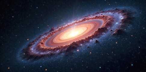 Andromeda s Galactic Core Intense light and dust lanes at the heart of the spiral galaxy. A close up, high resolution depiction of the central bulge of the Andromeda Galaxy. Focus on the intense,