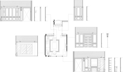 Luxury Modern Interior Design of Living Room and TV Wall Area with Floor Plan, Elevation, and Section