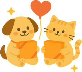 Fototapeta premium 선물 상자 택배 이벤트 강아지 고양이 어린이 커플 가족 11월 11일 빼빼로 생일