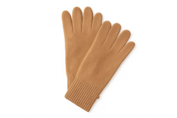 Pair of brown knitted wool gloves for winter fashion