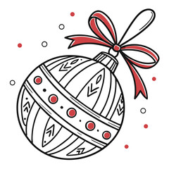 A simple, hand-drawn doodle-style illustration of a Christmas ornament.