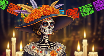 Calavera Catrina Celebrating Dia